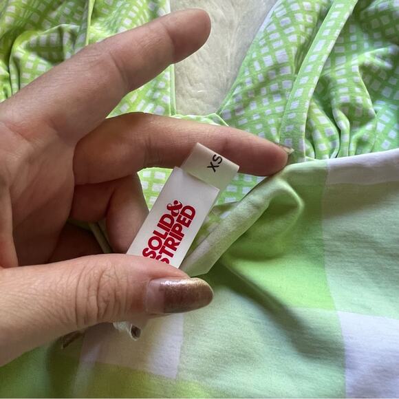 Solid & Striped Olympia Pistachio Green Gingham Reversible One Piece Swimsuit - Picture 8 of 8